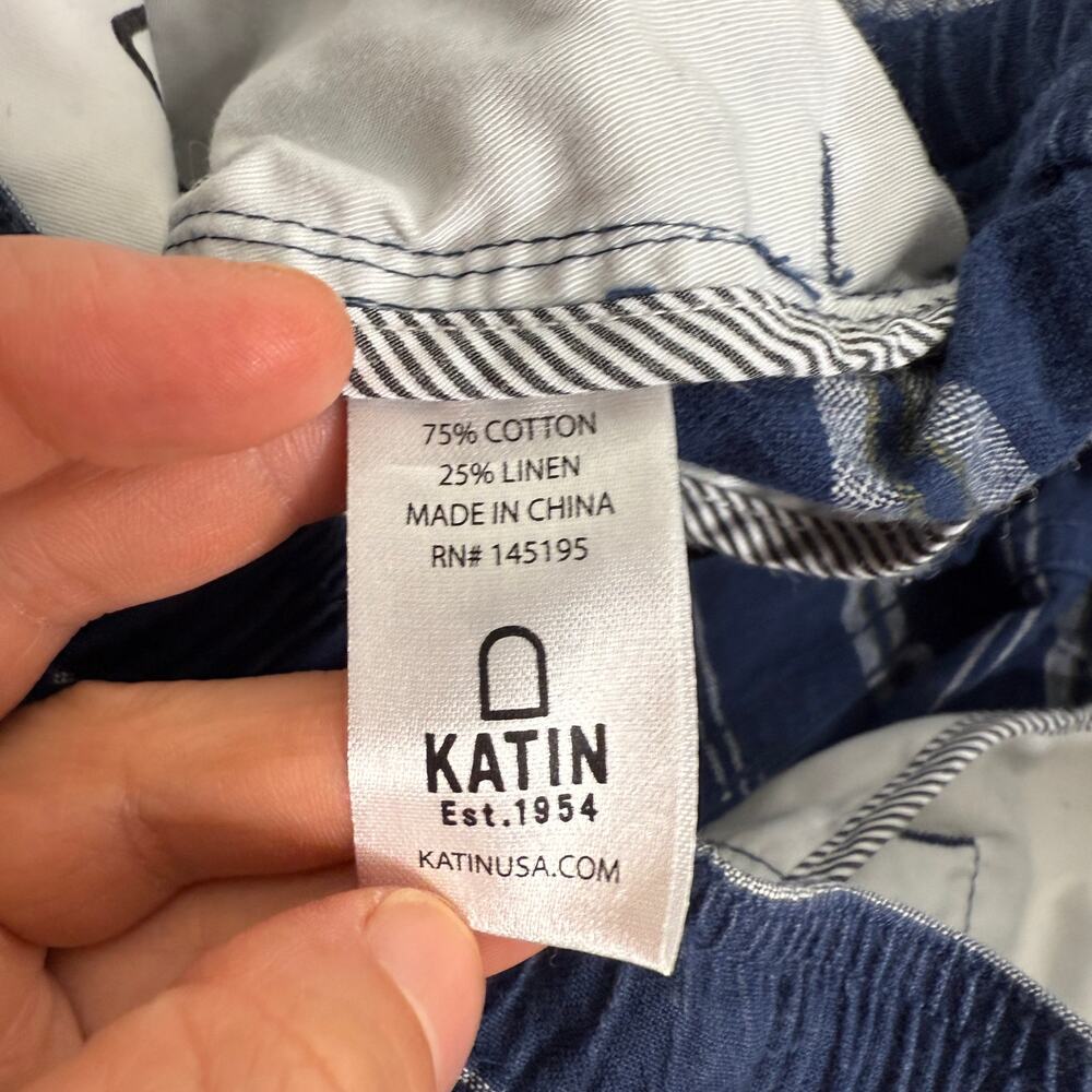 Katin Blue Stripe Cotton Linen Drawstring Short Mens Medium - Picture 6 of 6